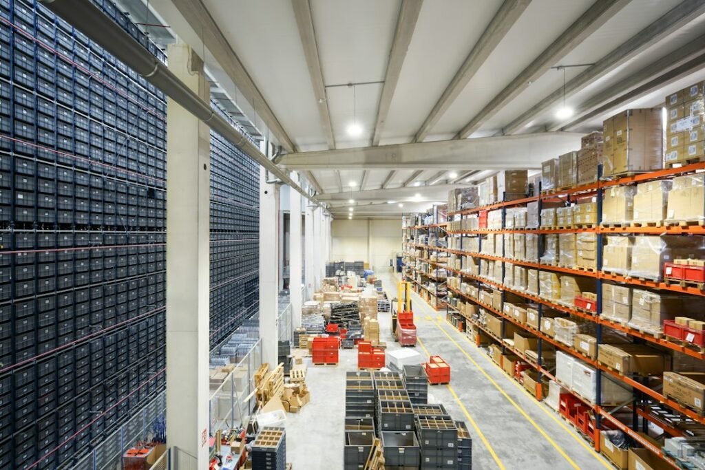 Warehouse filled with corrugated boxes for ecommerce fulfillment and packaging